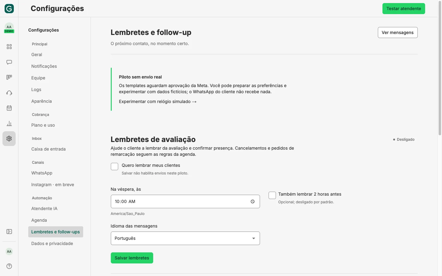 Reminders · real pilot preferences, fictional data